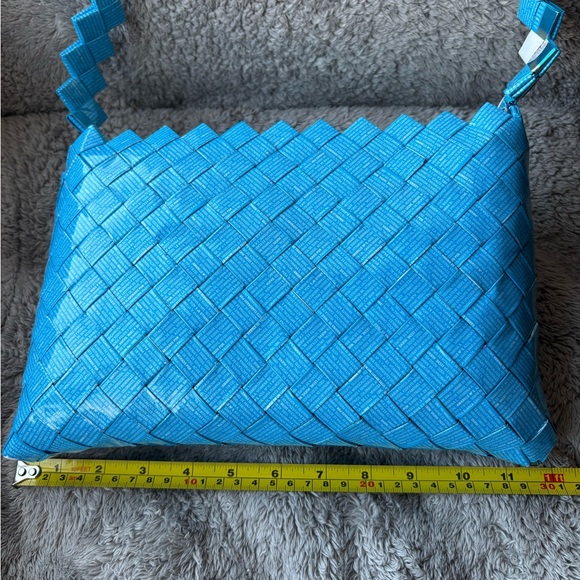 Blue Handmade Woven Shoulder Bag made from Woven Candy Wrappers NWOT - Picture 6 of 10